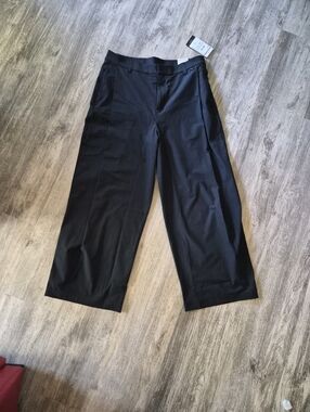 Black Wide Leg Golf Pants, Standard Fit